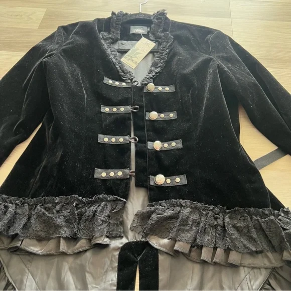 Rumies Black Velvet Corset Lace-up Style Jacket Size 10